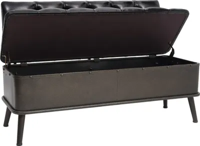 Image de vidaXL Banc avec espace de rangement et dossier 110cm noir similicuir
