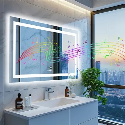 Image de Miroir de salle de bain LED - 80 cm - éclairé - Bluetooth - anti-buée - fonction mémoire