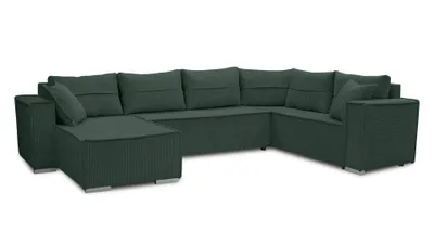 Produktbild von AX LIVING Ecksofas groß Lovere 314 cm – Sofa dunkelgrün mit Schlaffunktion & Struktur