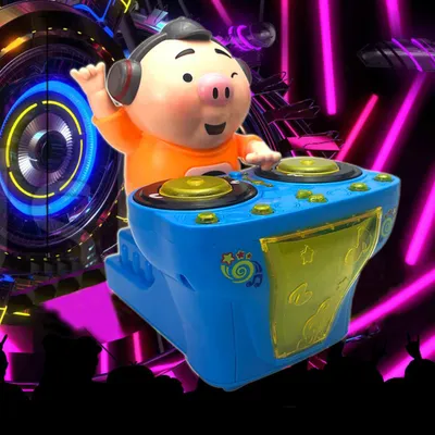 Obrázek produktu pro Roztomilý Cartoon Electric Djing Seaweed Pig Rocking Sound Light Toy