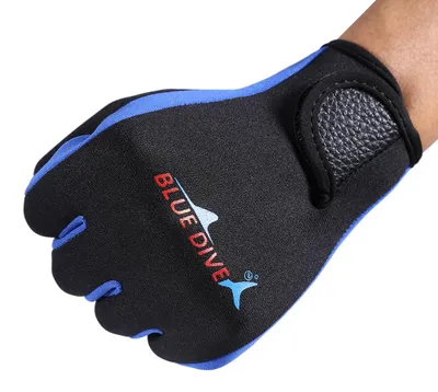 Produktbild von 1 Paar Neoprenhandschuhe zum Tauchen, Schnorcheln und Surfen – rutschfest – Wassersport – schwarz/blau – Größe L