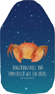 Produktbild von Mr. & Mrs. Panda Wärmflasche Sternzeichen Krebs - Sternenhimmel Blau - Geschenk, Meer, Flauschige, Wärmeflasche, Meerestier, Wärmekissen, Geburtstag Juni, Krabbe, Krebse