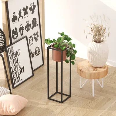 Produktbild von Evila Originals, Eleganter Dektopf aus 100% Metall, Schwarz und Kupfer, 15 x 50 x 15 cm | Durchmesser: 12 cm, Höhe: 12 cm | Ideal für moderne Wohnräume, kein Montage erforderlich.