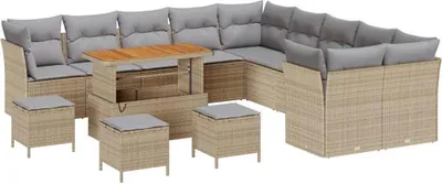 Produktbild von vidaXL Gartensofa-set 14 stk. Beige Poly-Rattan