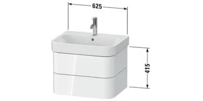 Produktbild von Waschtischunterbau HAPPY D.2 PLUS 625x490mm 2 Schubk we s-matt o ES weiß supermatt ohne Einrichtungssystem