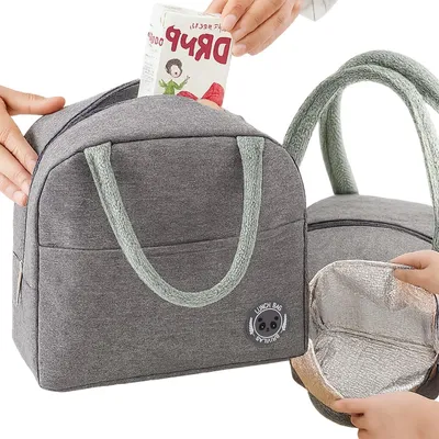 Zdjęcie produktu dla Torba termiczna śniadaniowa izolacyjna na lunch 4 l szara 23x14x20 cm na jedzenie do pracy szkoły piknik biwak plaża