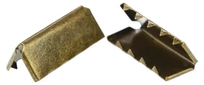 10 Endstücke für Gürtel Gurte Bänder, 9x20mm Gürtelenden Endkappen altmessing