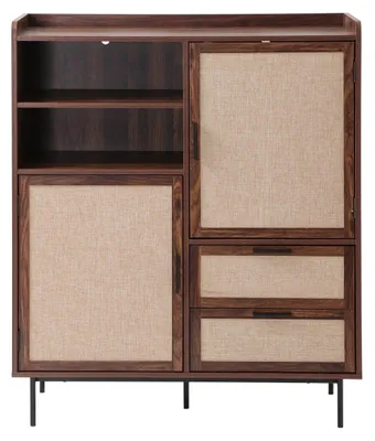 Image de CALICOSY - Buffet haut 2 portes, 2 tiroirs avec façades en tissu H120 cm - JETSON