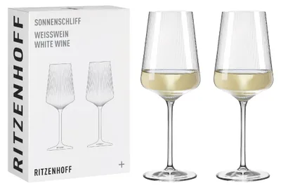 Immagine prodotto di Ritzenhoff Weißweinglas 2er Set Sonnenschliff 001, Kristallglas, 400 ml, R-8000003