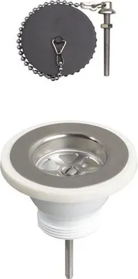 Produktbild von Abflussventil für Spüle mit Edelstahlgitter ø60mm mit Stöpsel - Wirquin