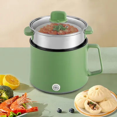 Image de 1.7L Cuisinière portable Pot anti-adhésif multicuiseur électrique avec double contrôle de puissance pour Stir Fry, steak, pâtes, Ramen cuiseur dortoir