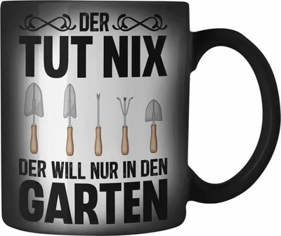 Produktbild von Trendation - Der Tut Nix Gärtner Farbwechsel Zauber-Tasse mit Spruch Garten Hobbygärtner Geschenk Lustig (Schwarz)