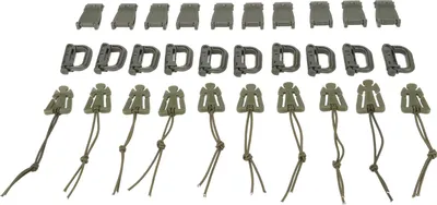 Zdjęcie produktu dla Klipsy Molle Zubeh?r Web Dominator 30PCS Zestaw klipsów taktycznych z pierścieniem D-Ring do plecaka taktycznego (OD Gr�n)