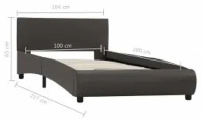 Produktbild von vidaXL Bettgestell mit LED Grau Kunstleder 100x200 cm