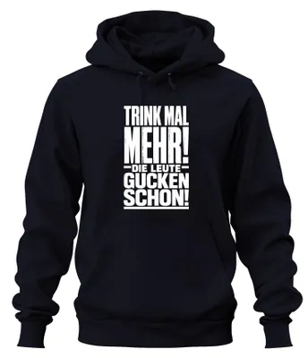 Productafbeelding van Drink meer. Grappige opdruk: Alcohol, Bier. Hoodie, marineblauw, maat M