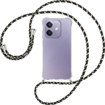 Produktbild von Handykette Backcover-Schutzhülle mit Band (Metall silberfarben) für OPPO A3X 5G - camouflage