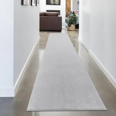 Immagine prodotto di Tappeto moderno argento vellutato, morbido e facile da pulire, con riflessi glamour Dimensioni - 80 x 300 cm