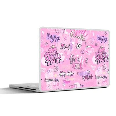 Produktbild von MuchoWow® Laptop Aufkleber Sticker Cover Mädchen - Teenager - Rosa - Zitate - Muster 30x21 cm - Sticker für Laptop - Selbstklebend