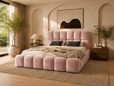 Produktbild von Emlar Polsterbett Tessa 120x200 cm - Bubble Bett mit Bettkasten & Metalllattenrost - Velvet-Stoff - Doppelbett mit Stauraum Rosa (Magic Velvet 2253)