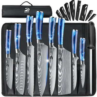 8-tlg. Profi-Kochmesserset mit Rolltasche, Edelstahl