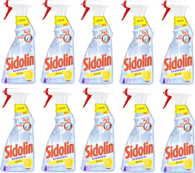 Produktbild von Sidolin Zitrus 10er Pack Glasreiniger mit Abperl-Effekt 10x500 ml Sprühflasche