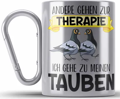 Produktbild von Trendation - Taubenzüchter Geschenk Zaubenzucht Zubehör Tauben Edelstahl Tasse Karabiner Lustiger Spruch Taubenflüsterer Taubenliebhaber Becher (Silber)