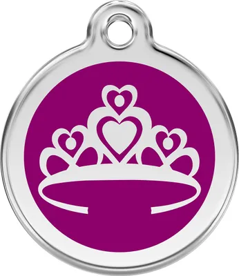 Image de Médaille pour chien RedDingo avec gravure personnalisée « Couronne violette », taille : M