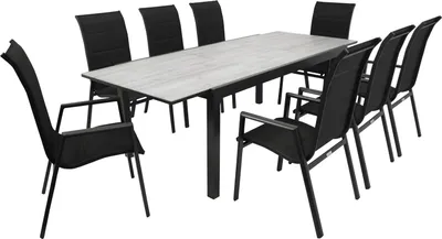 Produktbild von Garnitur FARO 9-teilig, Alu + Glas + Kunstgewebe schwarz