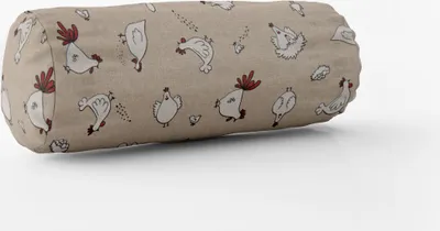 Produktbild von SCHÖNER LEBEN. Kissenhülle Halbpanama natur Hühner natur weiß rot Größe 15x40cm (ØxB) Nackenrolle 15x40cm (ØxB) Nackenrolle Größe
