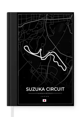 Obrázok produktu pre MuchoWow® Zápisník Denník Rozpočet A5 F1 - Preteky - Japonsko - okruh Suzuka - pretekárska trať - čierna
