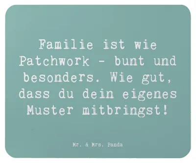 Produktbild von Mr. & Mrs. Panda Mauspad Spruch Adoptivkind Patchworkfamilie - Meeresbrise - Geschenk, laptop mousepad, Verwandte, Muster, Lächeln, Einzigartigkeit, Vielfalt, pc, Liebe