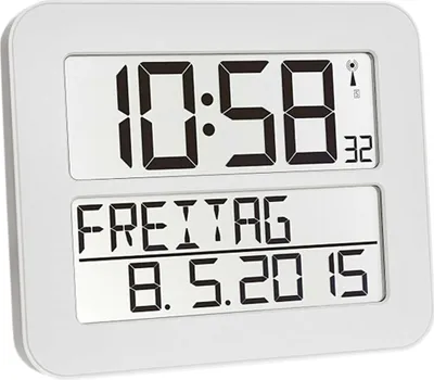 Zdjęcie produktu dla TFA Time Line Max - zegar - prostokątny - elektroniczny - biurkowy, do montażu na ścianie - 25,8 x 21,2 cm