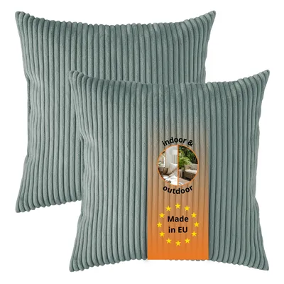 Productafbeelding van Set van 2 Kord-bankkussens, 40 x 40 cm, sierkussens, hoofdkussens, turkoois, sleepling