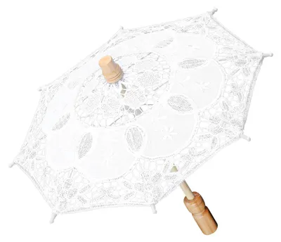 Image de Magnifique parapluie artisanal, petit format, spectacle, dentelle, décoration de mariage, blanc