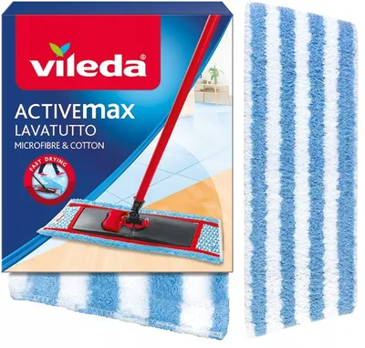 Zdjęcie produktu dla Vileda 141001, Mokre podkładki do mopa, Niebieski, Biały, Bawełna, Mikrofibra, 1 szt., 450 mm, 150 mm