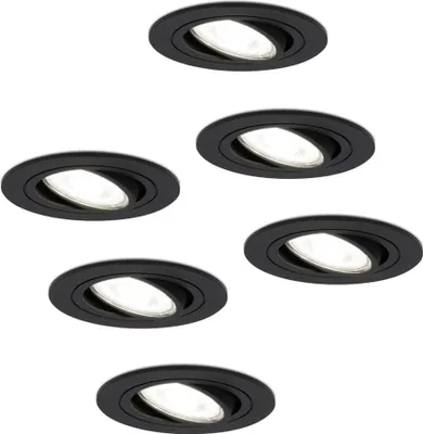 Produktbild von hoftronic LED Einbaustrahler 4W 345lm 6500K Dimmbar Schwenkbar Schwarz 6er Set