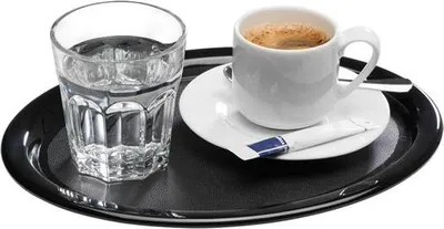 Produktbild von APS 84251 Serviertablett KAFFEEHAUS, 26 x 20 cm, Höhe 1,5 cm, Melamin, schwarz