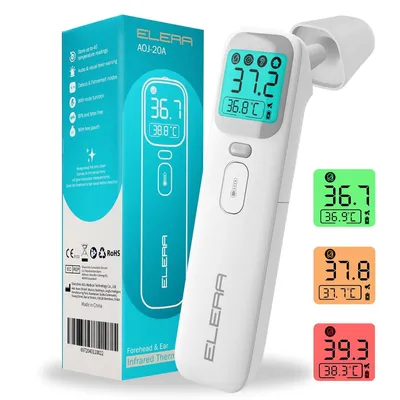 Produktbild von ELERA FEVER Thermometer Ohr, kontaktlose vier Messmodi vierfarbige Temperaturanzeige, Stirn Baby 1 Sekunde Zeit 40 Speicherfunktionen