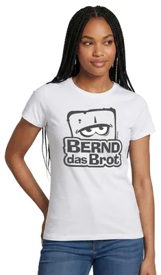 Produktbild von Spreadshirt Bernd Das Brot Logo Schwarz-Weiß Frauen T-Shirt, S, Weiß