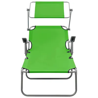 Image de vidaXL Chaise longue avec toit solaire acier vert