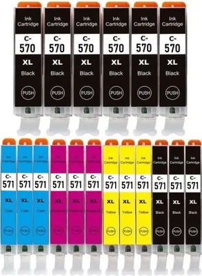 Image de 18 cartouches compatibles - 6 x PGI-570 XL noir & 3 x CLI-571 XL noir, cyan, magenta et jaune pour Canon Pixma MG5750, MG5751, MG5752, MG5753, MG6850
