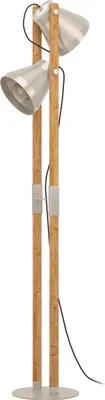 Image de EGLO Lampadaire Cawton, lampe d'angle à 2 flammes avec spots orientables, lampadaire rustique en bois flammé et acier, douille E27, 134,5 cm