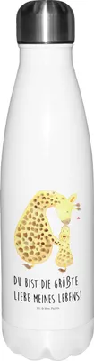 Produktbild von Mr. & Mrs. Panda Trinkflasche Giraffe Kind - Weiß - Geschenk, Afrika, Mutter, Sohn, Mama, Thermosflasche, Wasserflasche, Lieblingsmensch, Tochter, Sportflasche, Isoliert