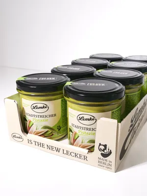 Produktbild von Lemke Stadtstreicher Pistaziencreme, 8 X 325g | Cremiger Pistazienaufstrich – Mit 18% Pistazien für Feinsten Geschmack