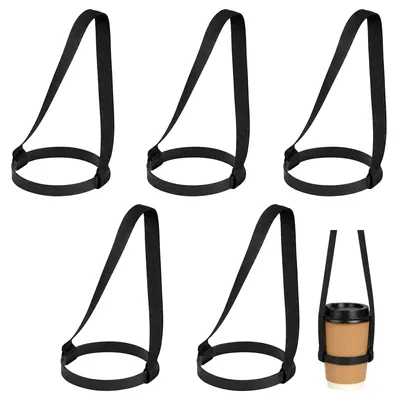 Flaschentrageriemen, schwarz, 5 Stück, 45 cm, für Becher & Flaschen