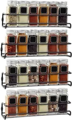 Produktbild von Kräuterregal Mattschwarz selbstklebend, 4 Reihen, 96x 120ml Kräuterflaschen