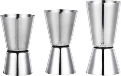 Produktbild von RVS Cocktail-Meßbecher - 3 Stück - 15 ml / 30 ml - 20 / 40 ml - 25 / 50 ml