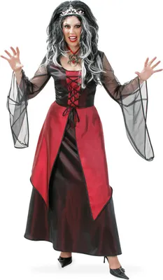 Produktbild von Gothic Kleid Vivien Halloween Fries Damenkleid rot Gr. 38