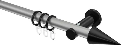 Produktbild von Interdeco Gardinenstange / Vorhangstange Silbergrau / Schwarz, Typ Platon Savio (Kegel), 20 mm Ø 1-läufig, 440 cm