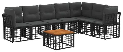 Produktbild von vidaXL Outdoor-Sofagarnitur 8 pcs Schwarz und Dunkelgrau Polyester